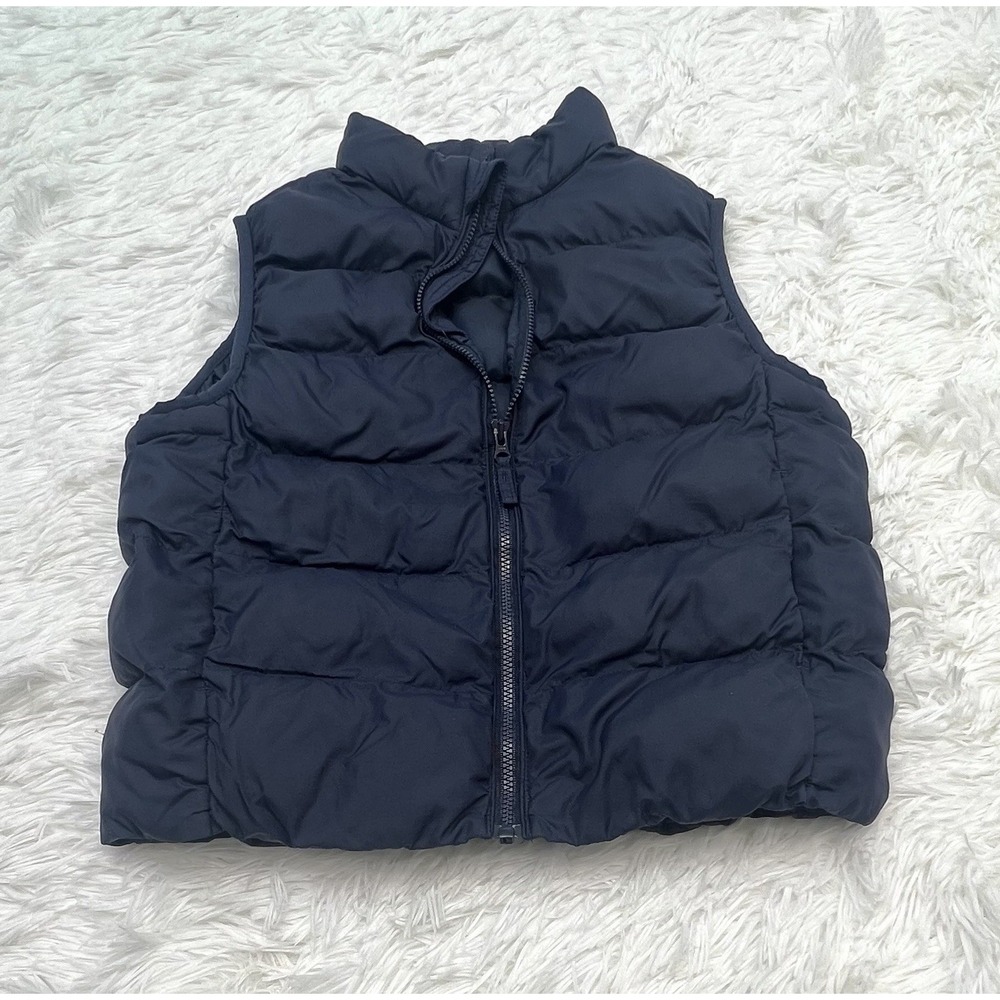 UNIQLO Kids Puffer Vest Size 5-6 Navy Blue Quilted Full Zip Sleeveless Jacket